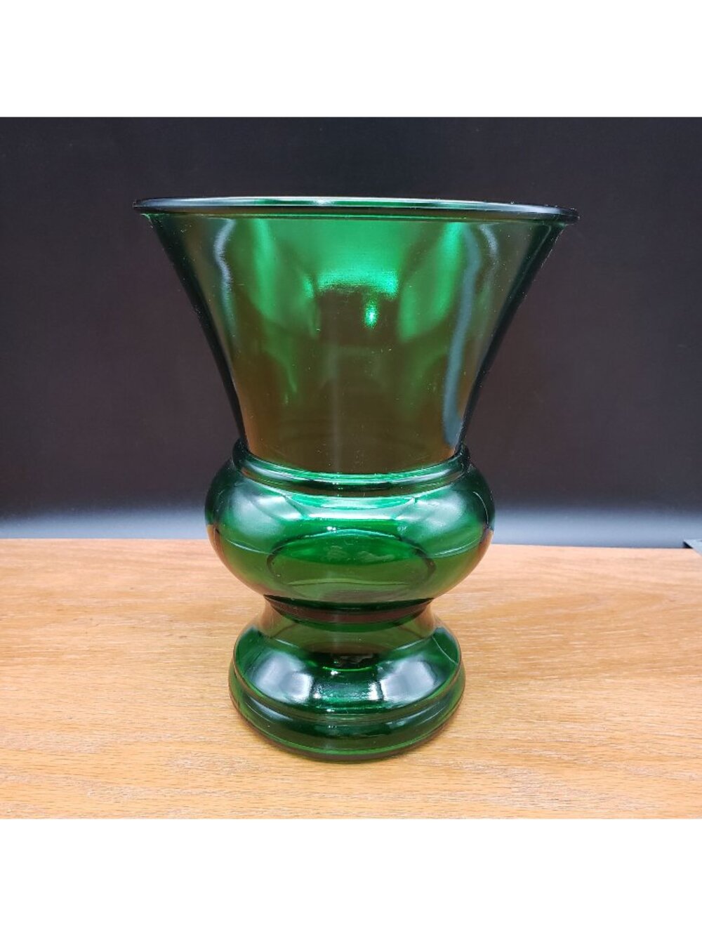 Napco Emerald Green Glass Vase Flared Rim Vintage 8" Mid Century
